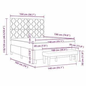 Postel s boxspringem s čelo Modrá 140 x 190 cm textil - obrázek 13