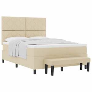Postel s boxspringem s čelo Krémová 160 x 200 cm textil - obrázek 2