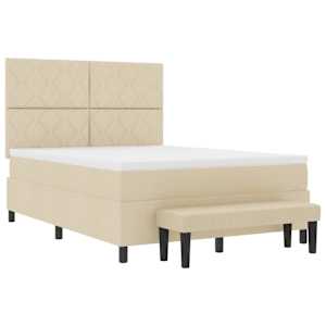 Postel s boxspringem s čelo Krémová 160 x 200 cm textil - obrázek 7
