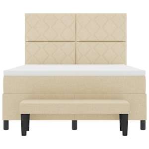 Postel s boxspringem s čelo Krémová 160 x 200 cm textil - obrázek 8