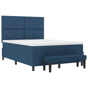 Postel s boxspringem s matrací s čelo Modrá 160 x 200 cm textil - obrázek 7
