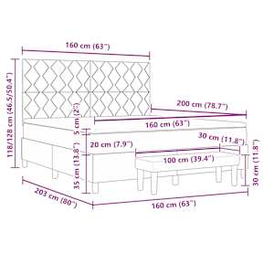 Postel s boxspringem s matrací s čelo Modrá 160 x 200 cm textil - obrázek 13