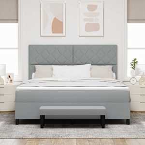 Postel s boxspringem s čelo Světle šedá 180 x 200 cm textil - obrázek 3