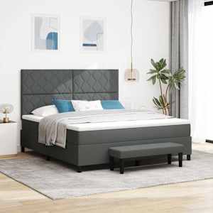 Postel s boxspringem s čelo Tmavě šedá 180 x 200 cm textil - obrázek 1