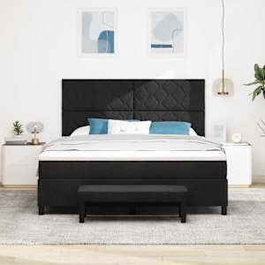 Postel s boxspringem s čelo Černá 180 x 200 cm textil - obrázek 3