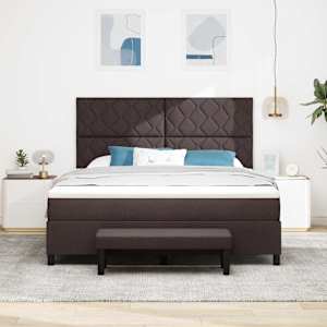 Postel s boxspringem s čelo Tmavě hnědá 180 x 200 cm textil - obrázek 3