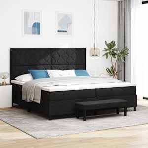 Postel s boxspringem s čelo Černá 200 x 200 cm textil - obrázek 1