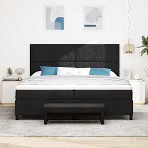 Postel s boxspringem s čelo Černá 200 x 200 cm textil - obrázek 3