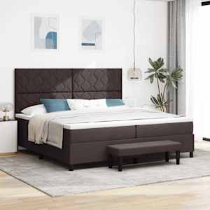 Postel s boxspringem s čelo Tmavě hnědá 200 x 200 cm textil - obrázek 1