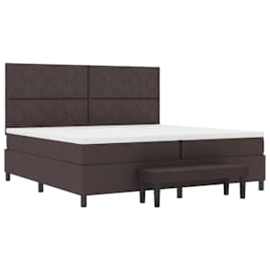 Postel s boxspringem s čelo Tmavě hnědá 200 x 200 cm textil - obrázek 6