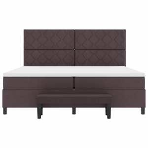 Postel s boxspringem s čelo Tmavě hnědá 200 x 200 cm textil - obrázek 7