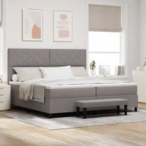 Postel s boxspringem s čelo Taupe 200 x 200 cm textil - obrázek 1