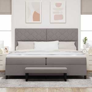Postel s boxspringem s čelo Taupe 200 x 200 cm textil - obrázek 3