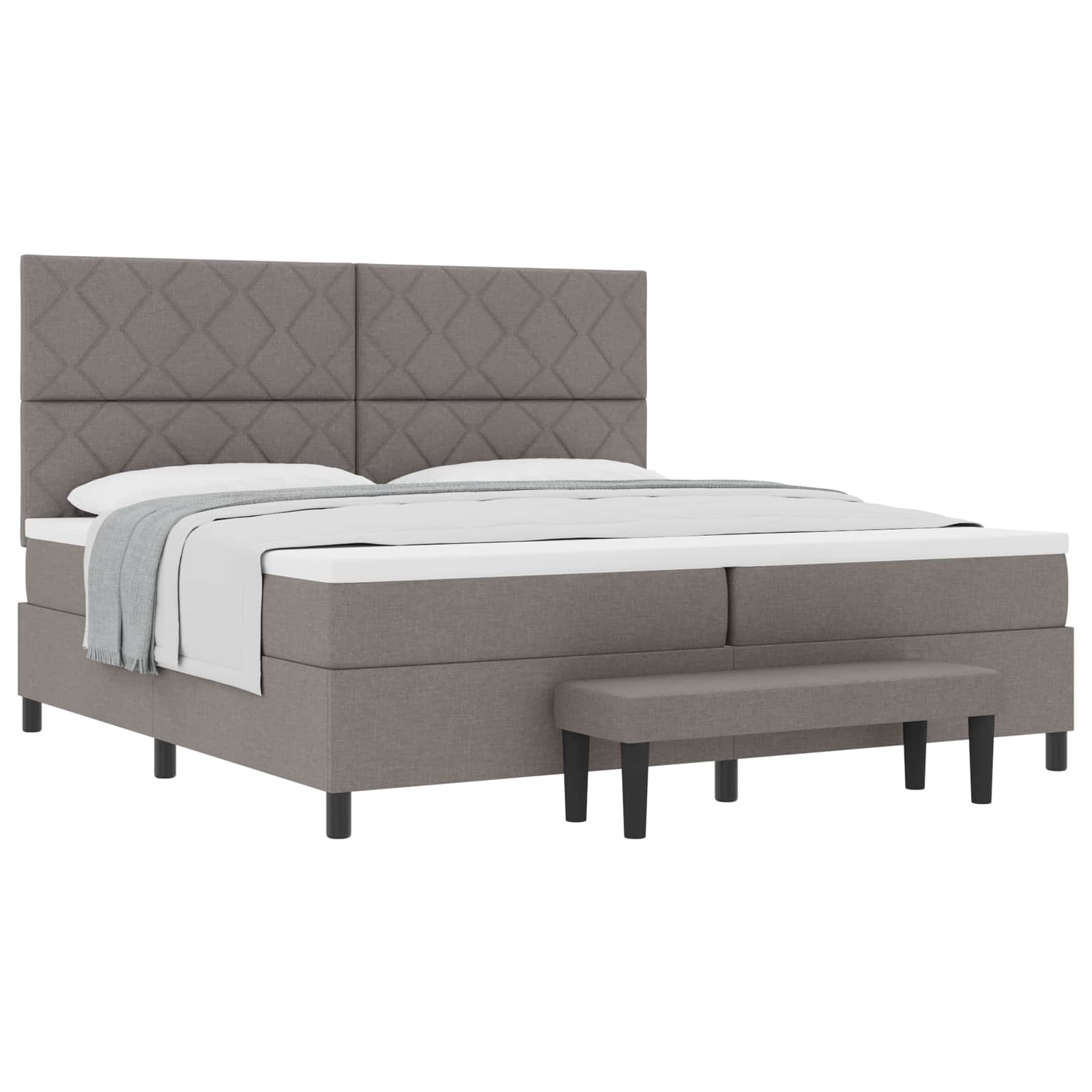 Postel s boxspringem s čelo Taupe 200 x 200 cm textil 3344174