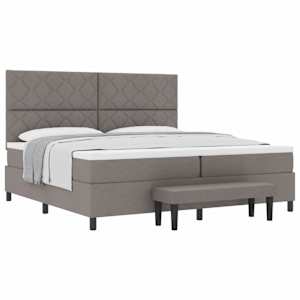 Postel s boxspringem s čelo Taupe 200 x 200 cm textil - obrázek 2