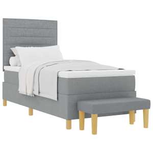 Postel s boxspringem s matrací Světle šedá 80 x 200 cm textil - obrázek 2