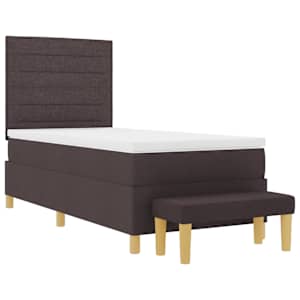 Postel s boxspringem s čelo Tmavě hnědá 200 x 90 cm textil - obrázek 7