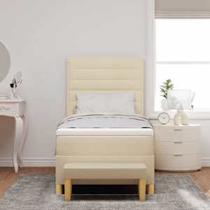 Postel s boxspringem s čelo Krémová 200 x 90 cm textil - obrázek 3