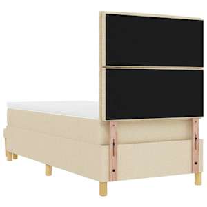 Postel s boxspringem s čelo Krémová 200 x 90 cm textil - obrázek 10