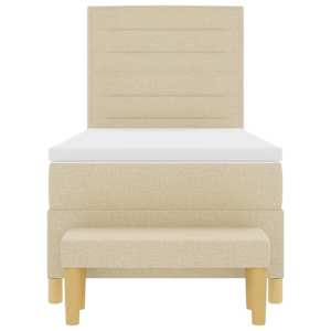 Postel s boxspringem s čelo Krémová 200 x 90 cm textil - obrázek 8