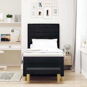 Postel s boxspringem s matrací s čelo Černá 90 x 190 cm textil - obrázek 3