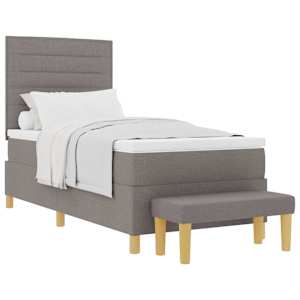 Postel s boxspringem s matrací s čelo Taupe 90 x 190 cm textil - obrázek 2