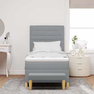 Postel s boxspringem s čelo Světle šedá 200 x 100 cm textil - obrázek 3