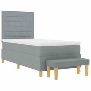 Postel s boxspringem s čelo Světle šedá 200 x 100 cm textil - obrázek 7