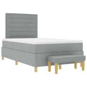 Postel s boxspringem s čelo Světle šedá 190 x 120 cm textil - obrázek 7