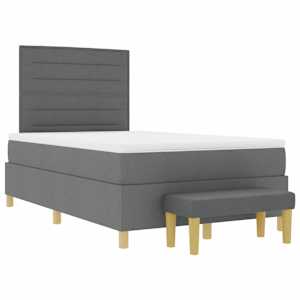 Postel s boxspringem s čelo Tmavě šedá 190 x 120 cm textil - obrázek 7