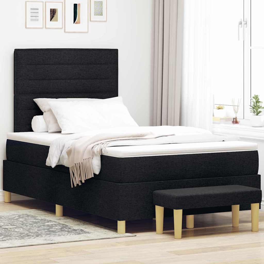 Boxspringbett mit Matratze & Bank Schwarz 120 x 190 cm Stoff
