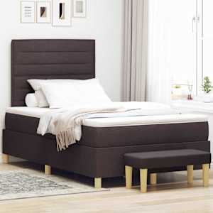 Postel s boxspringem s čelo Tmavě hnědá 190 x 120 cm textil - obrázek 1