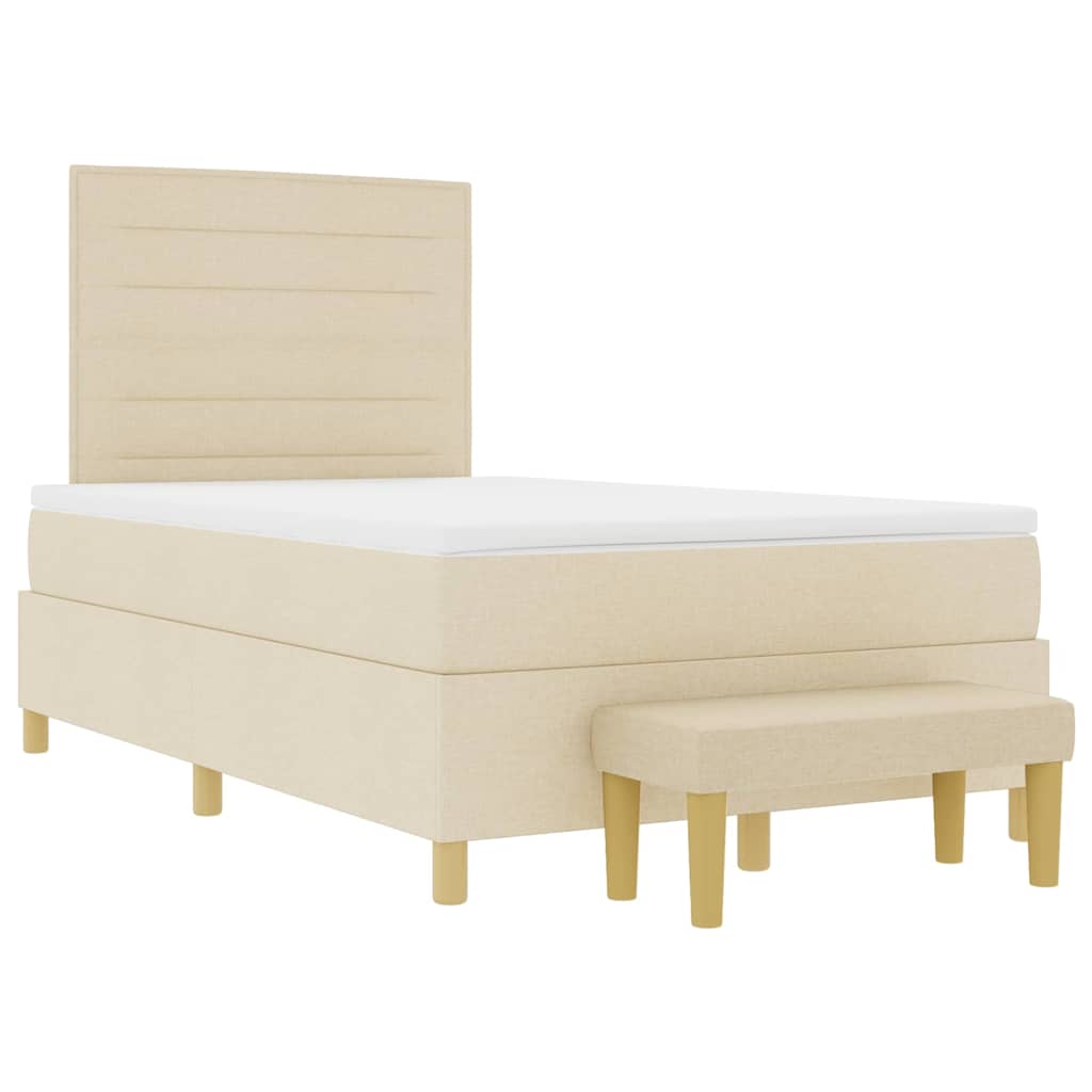 Postelja z vzmetnico z vzmetnico krema 120 x 190 cm blago - slika 7