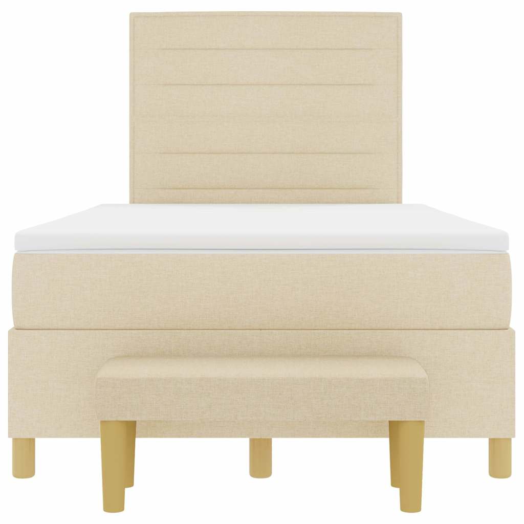 Postelja z vzmetnico z vzmetnico krema 120 x 190 cm blago - slika 8