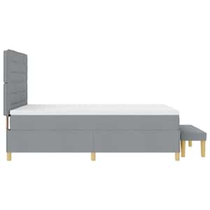 Postel s boxspringem s čelo Světle šedá 190 x 140 cm textil - obrázek 9