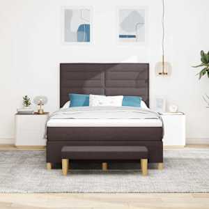 Postel s boxspringem s čelo Tmavě hnědá 190 x 140 cm textil - obrázek 3