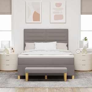 Postel s boxspringem s čelo Taupe 190 x 140 cm textil - obrázek 3