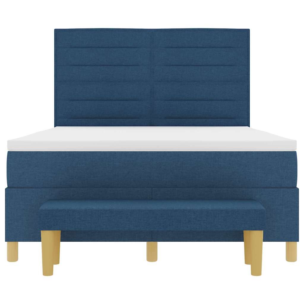 Postel s boxspringem s čelo Modrá 190 x 140 cm textil - obrázek 8