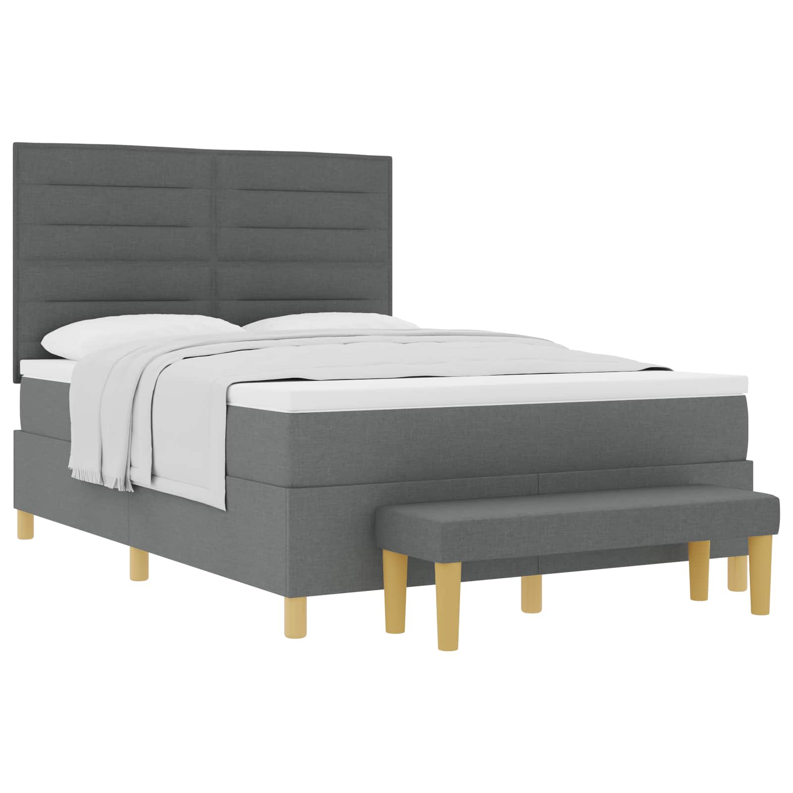 vidaXL Boxspring bed met kussen Donkergrijs 200 x 160 cm Stof grijs, foto 3