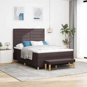 Postel s boxspringem s matrací Tmavě hnědá 160 x 200 cm textil