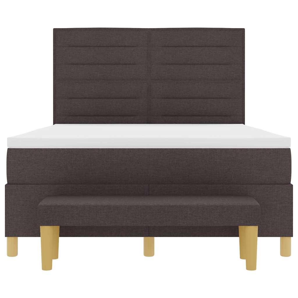 Postelja z vzmetnico z vzglavjem Temno rjava 200 x 160 cm blago
