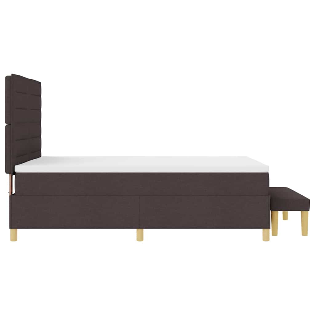 Postelja z vzmetnico z vzglavjem Temno rjava 200 x 160 cm blago
