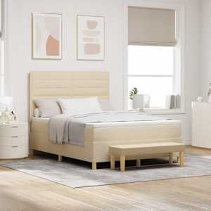 Postel s boxspringem s čelo Krémová 200 x 160 cm textil - obrázek 1