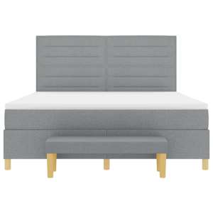 Postel s boxspringem s čelo Světle šedá 200 x 180 cm textil - obrázek 8