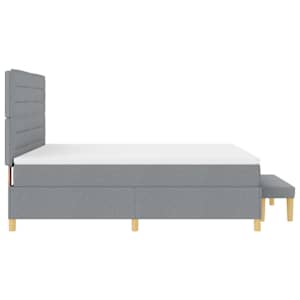 Postel s boxspringem s čelo Světle šedá 200 x 180 cm textil - obrázek 9