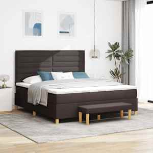 Postel s boxspringem s čelo Tmavě hnědá 200 x 180 cm textil - obrázek 1