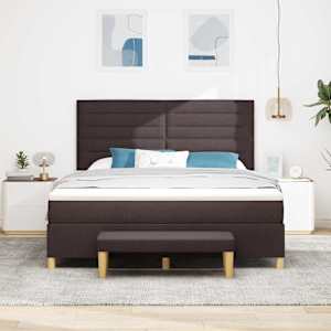 Postel s boxspringem s čelo Tmavě hnědá 200 x 180 cm textil - obrázek 3