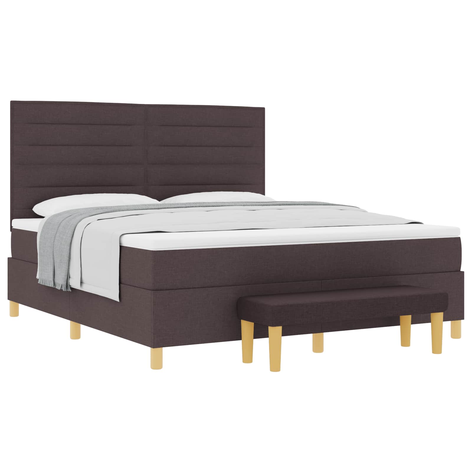 vidaXL Boxspring bed met hoofdeinde Donkerbruin 200 x 180 cm Stof bruin, foto 3