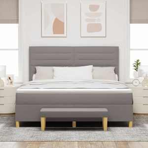Postel s boxspringem s matrací s čelo Taupe 180 x 200 cm textil - obrázek 3