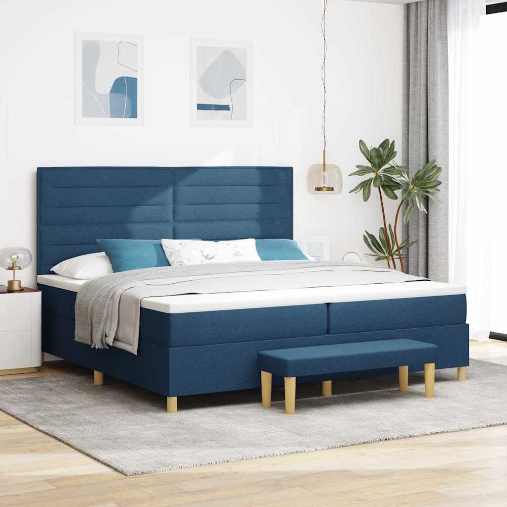 Loodud voodi madratsi ja pingiga Sinine 200x200 cm Kangas